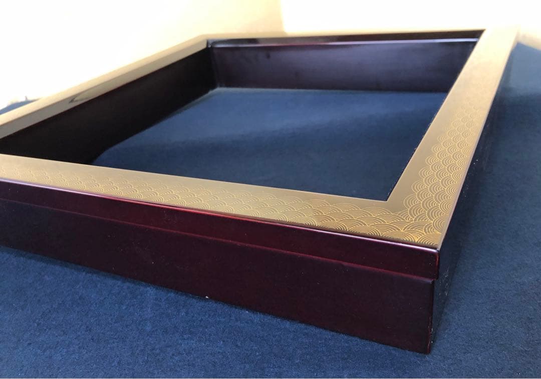 割引❗️《レ》溜塗 青海波蒔絵 炉縁 村田宗覚造 共箱 元箱　251024い6