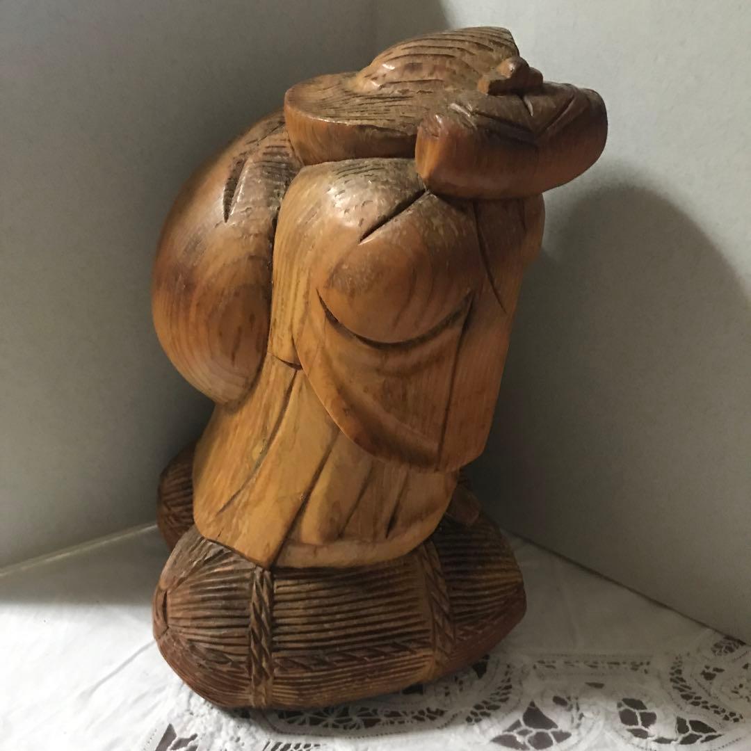 木製 福の神 大黒天 彫刻 約30cm