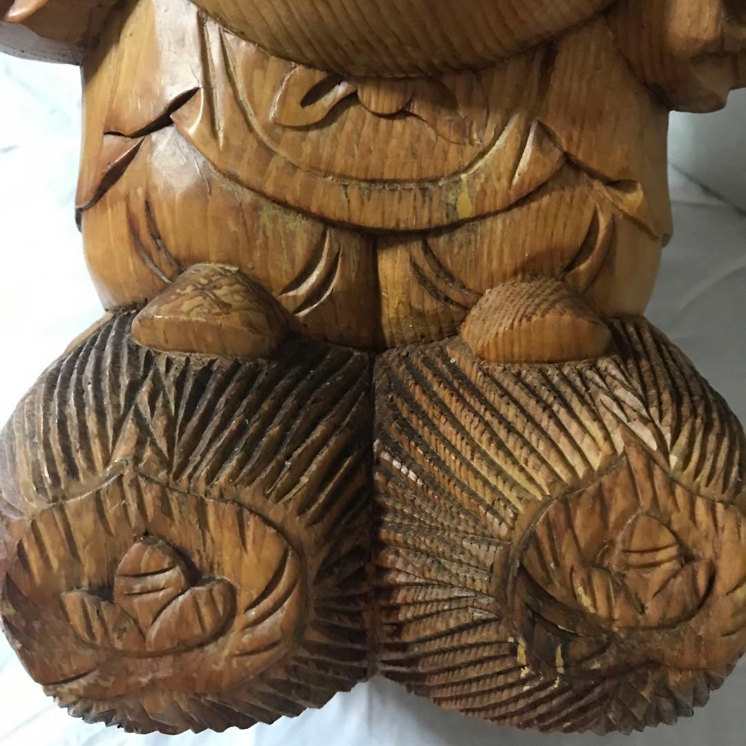 木製 福の神 大黒天 彫刻 約30cm