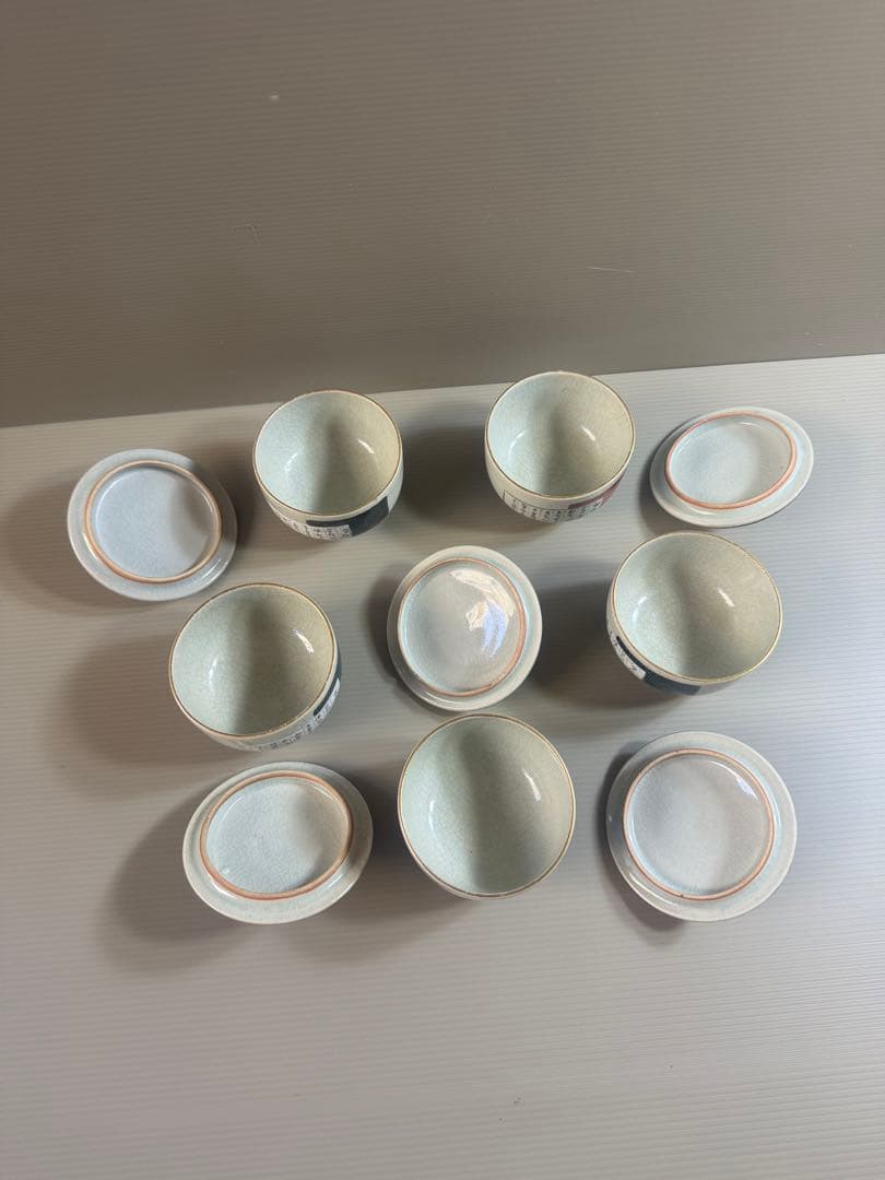 1540  九谷焼　扇文　湯呑　蓋付　5客