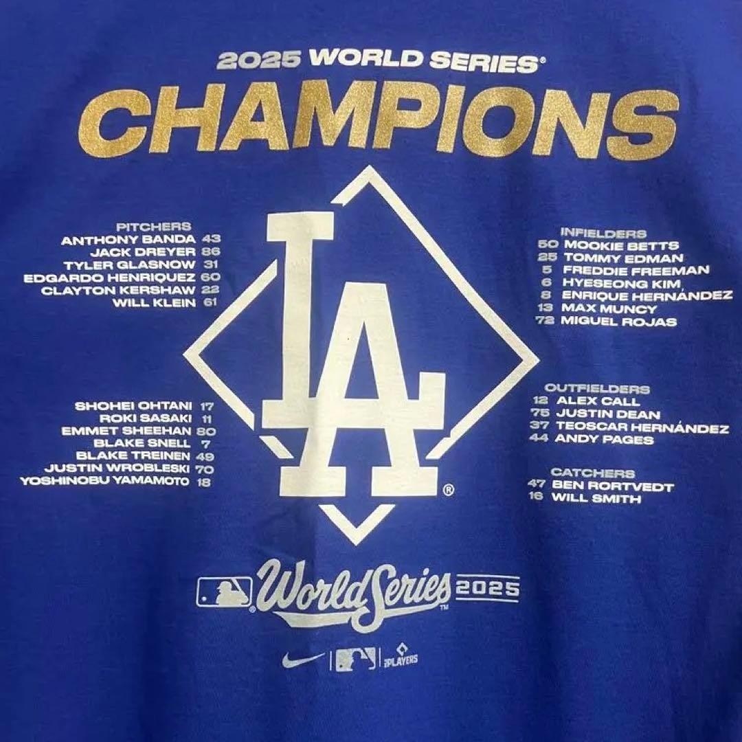 【背番号・選手名入り】ドジャース2025優勝記念Tシャツ Nike