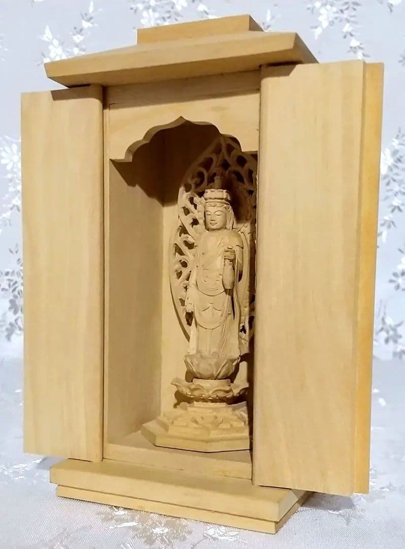 十一面観音菩薩像【極小】#406 厨子入り 木彫 仏像