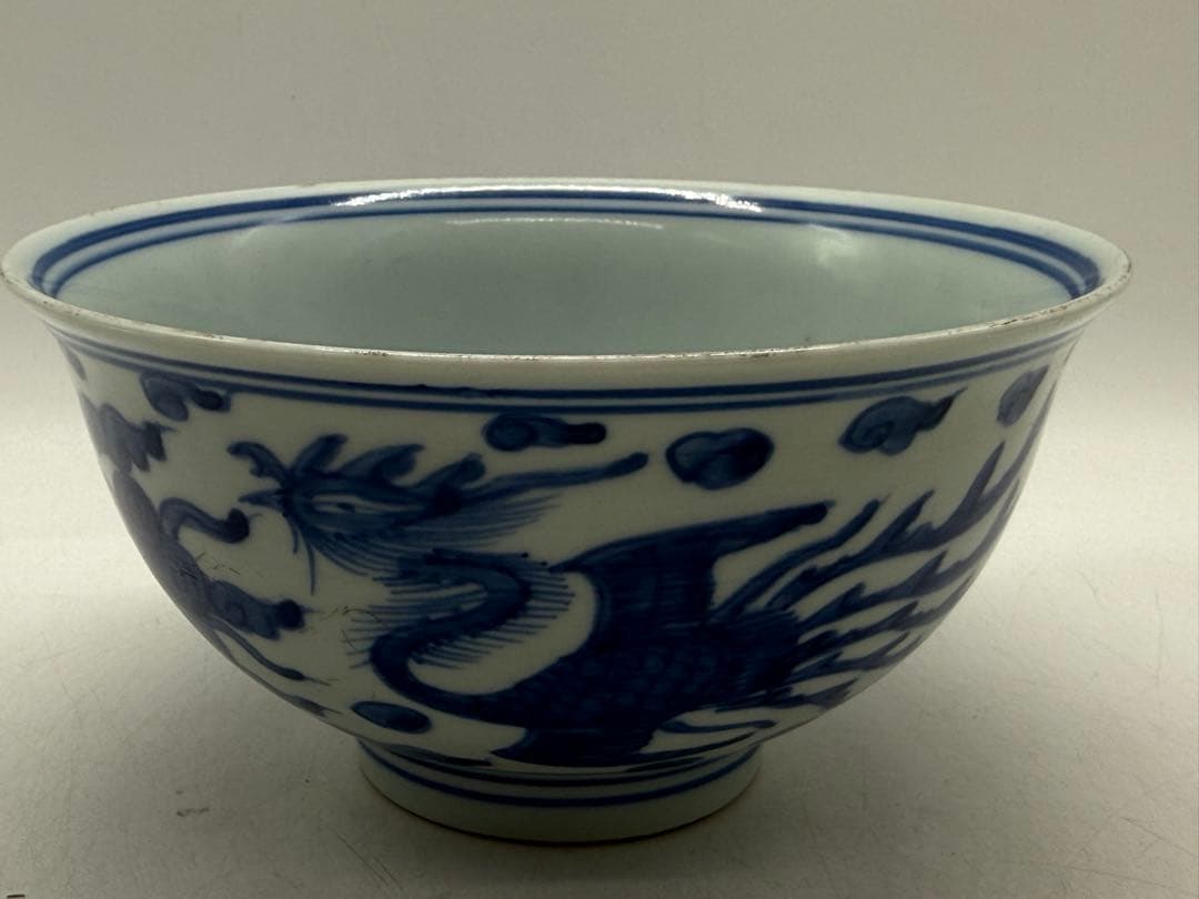 中国　明時代　染付　雙鳳紋碗　大明万暦年製　送料込み251214