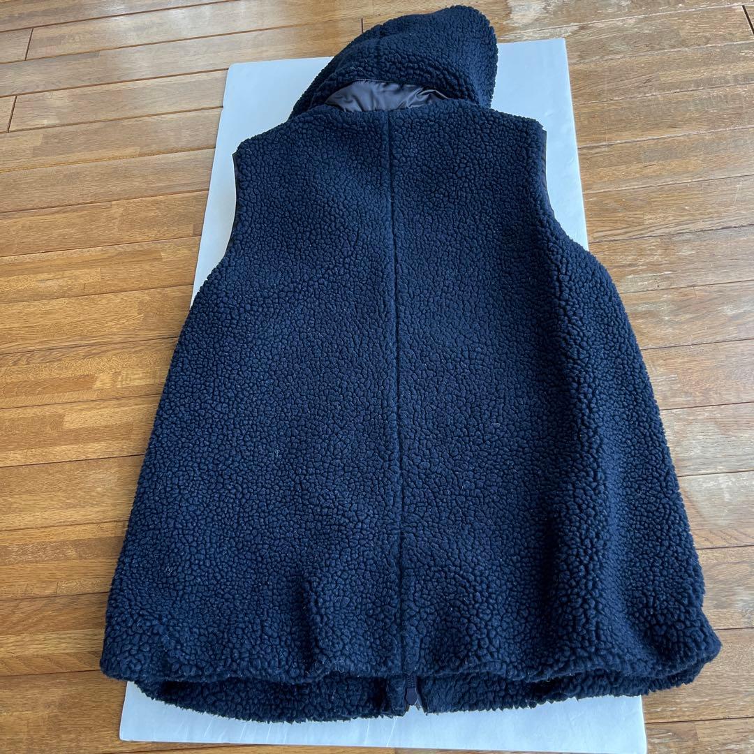 adabat フリース フード付きベスト ネイビー