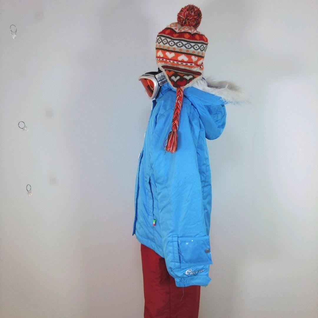スキーウェア　キッズ　子供　150cm　女の子　水色　レッド　ゴーグル　グローブ