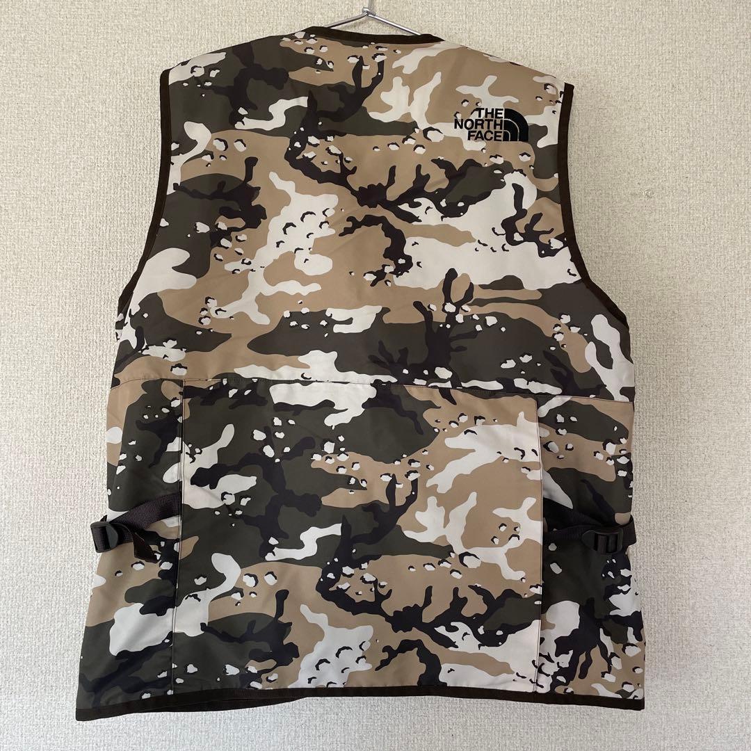 L ノースフェイス迷彩カモフラフィッシングギアメッシュベスト