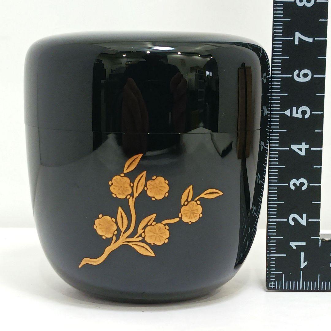 Y3031-2 茶道具 加賀蒔絵師 竹内幸斎作 立雛蒔絵 中棗 共箱　#13