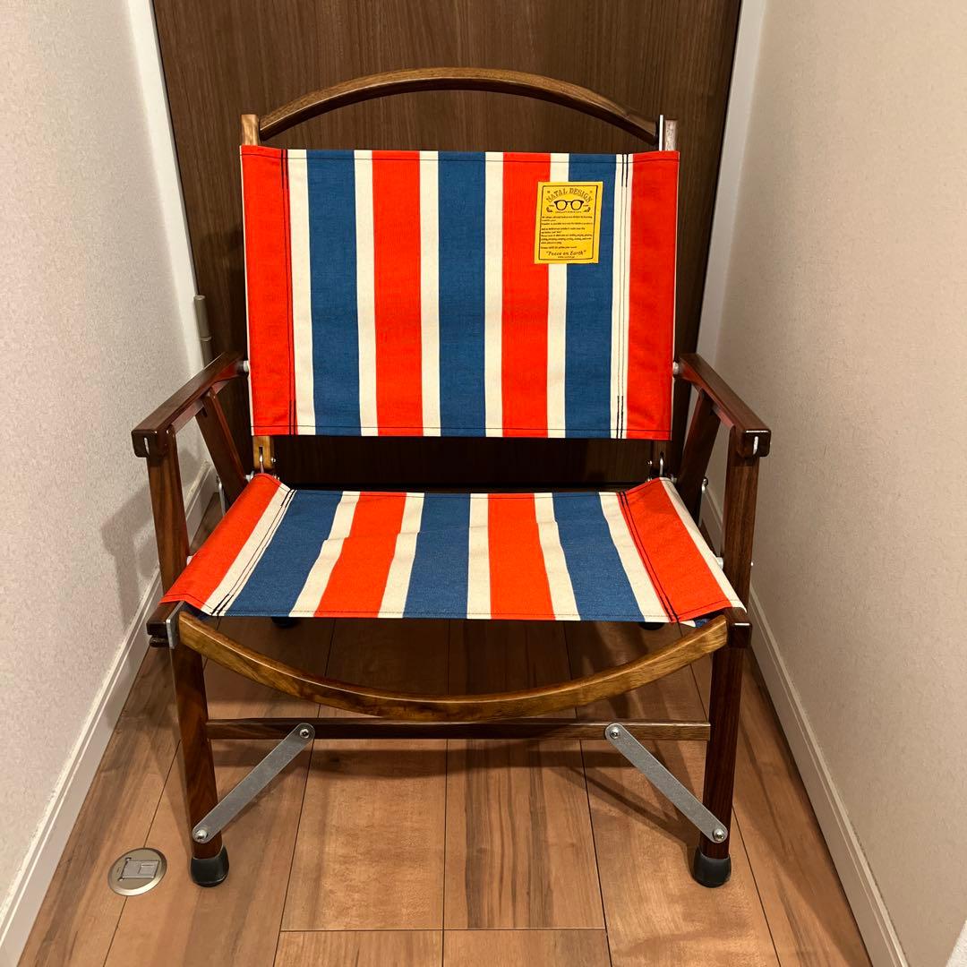 ネイタルデザイン　カーミットチェア　レトロストライプ　ウォルナット