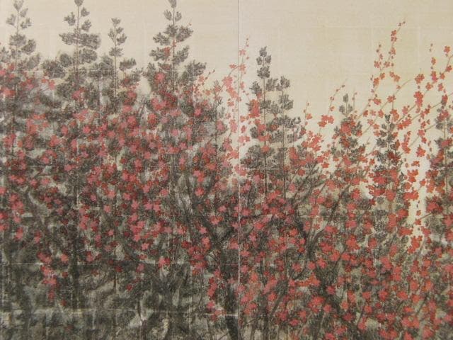 郷倉和子、【寒中紅梅】、希少な額装用画集より、新品額装付