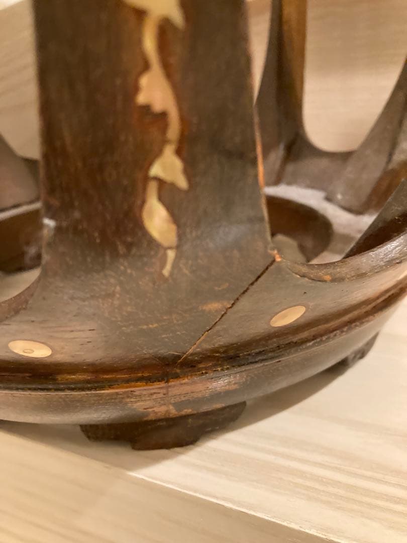 螺鈿象嵌花台　スツール　置台 中国美術　螺鈿細工 丸椅子 腰掛け