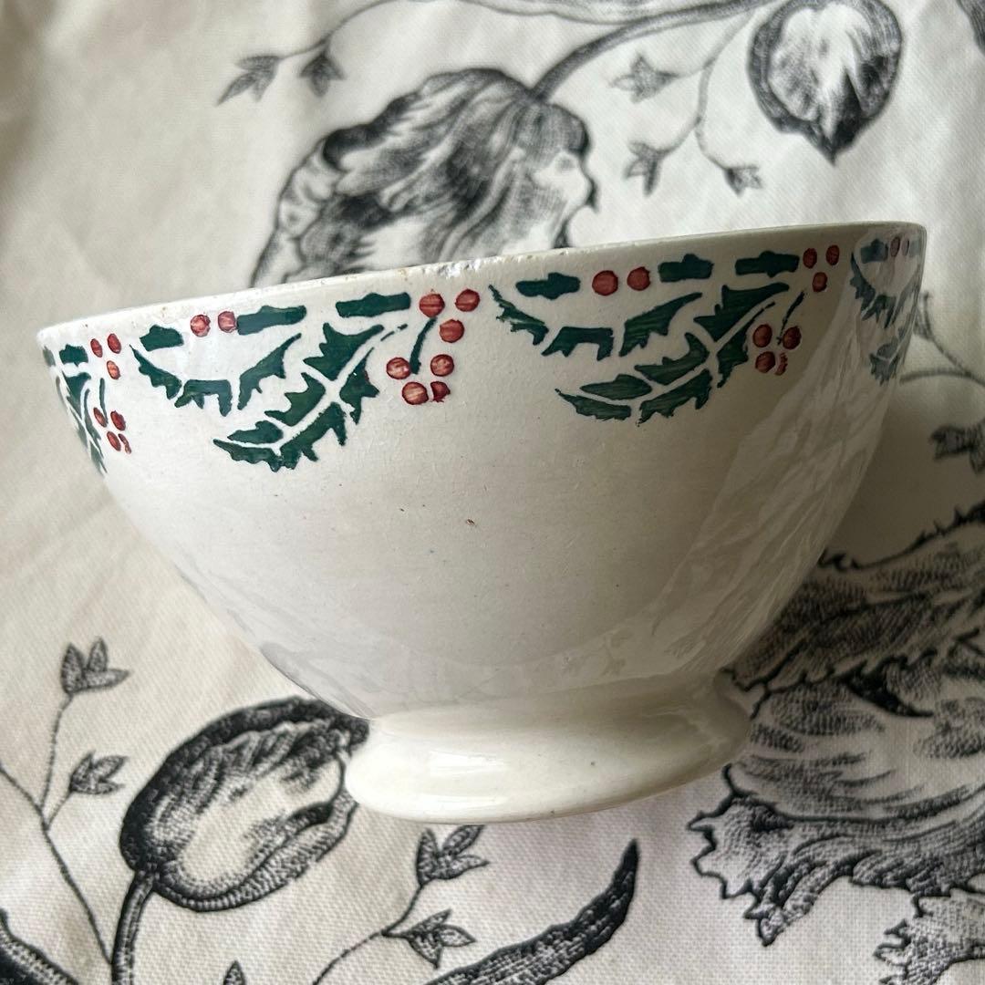 希少　カフェオレボウル　ヒイラギ　houx フランスアンティーク