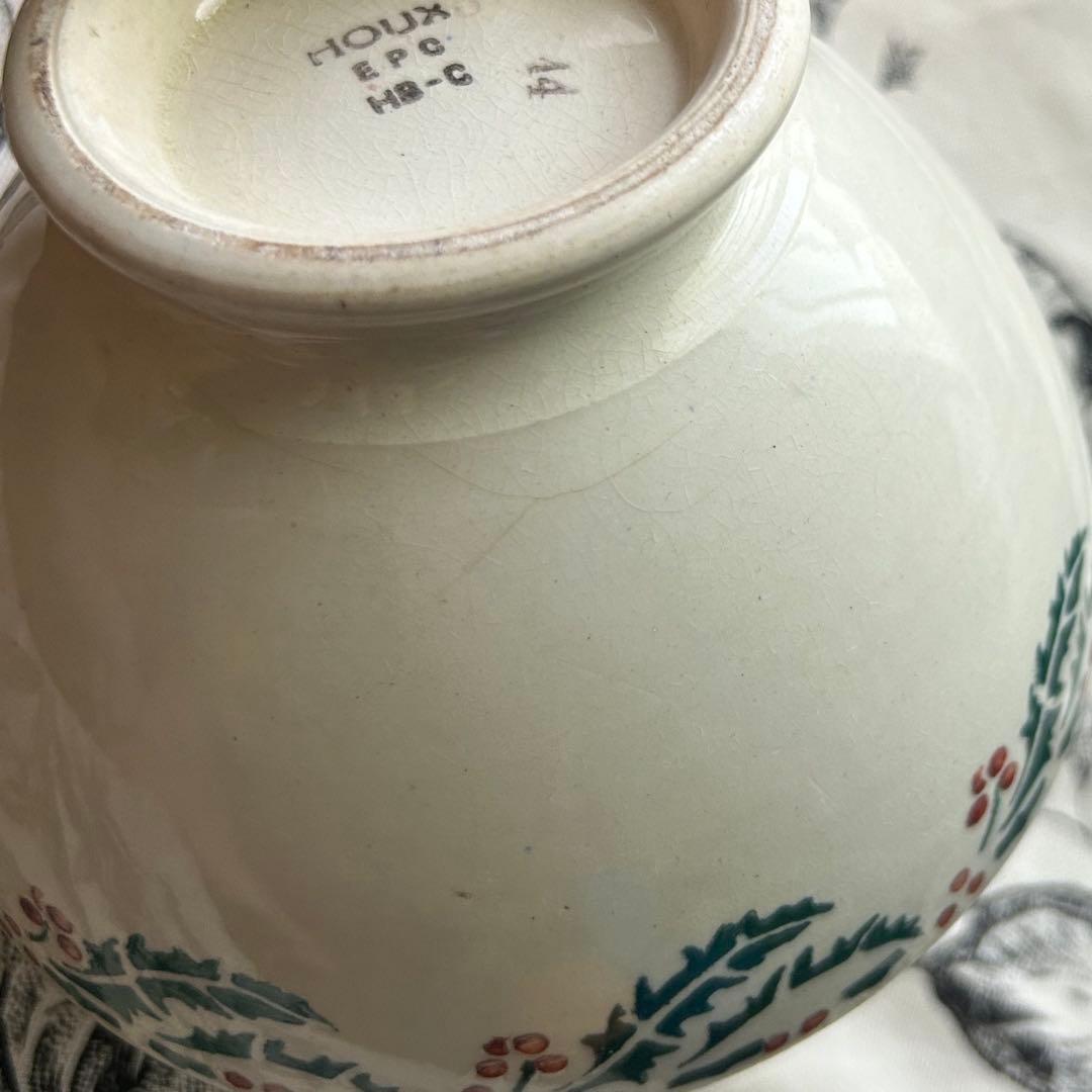 希少　カフェオレボウル　ヒイラギ　houx フランスアンティーク