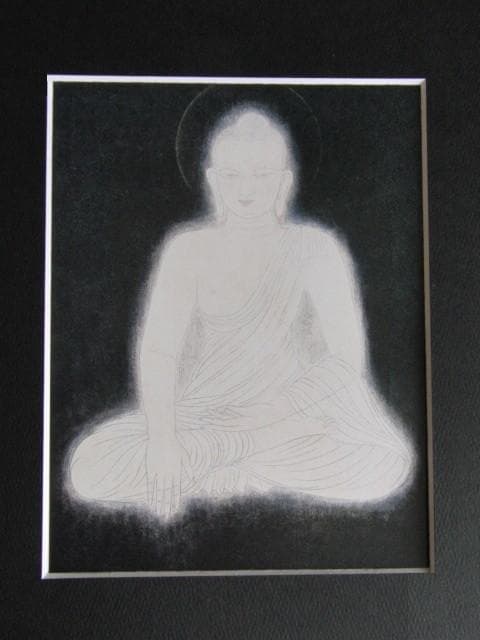 畠中光享、【成道仏】、希少な額装用画集より、状態良好、新品額装付