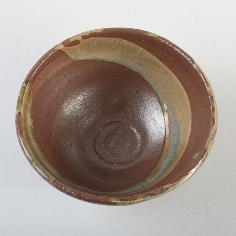 茶道具　虎山窯　鈴木青々作　鉄釉　茶碗　共箱　C　9483