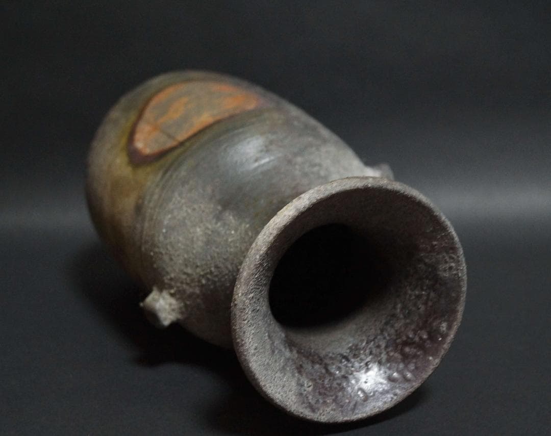 備前焼 牡丹餅 双耳 花入 花瓶 壺 壷 花器 / 華道具