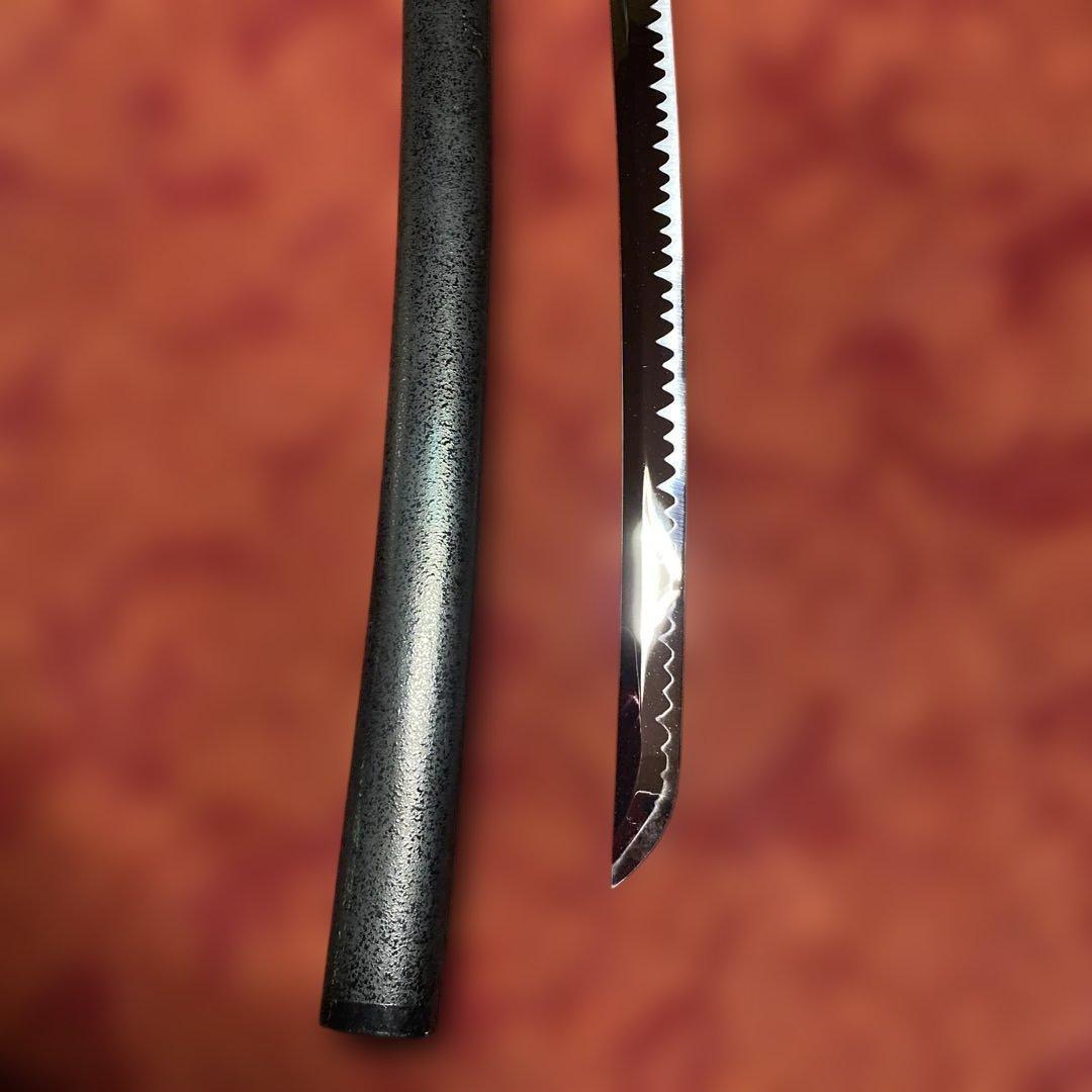 上質模造大刀 濃緑柄 鶴羽透し丸鍔 黒梨地鞘