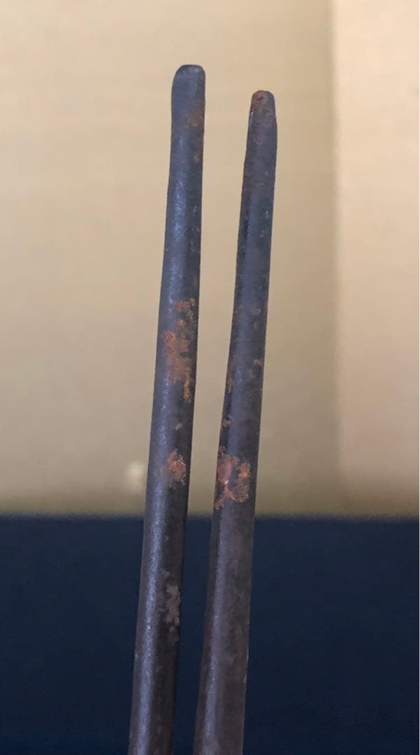 《R》茶道具 明珍造 豆形火箸 鉄火箸 全長約28.7㎝ 木箱　260209け1