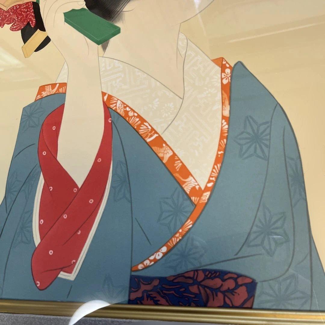 伊東　深水「羽子」リルトグラフ版画 横69センチ✖️縦66センチ厚み5センチ