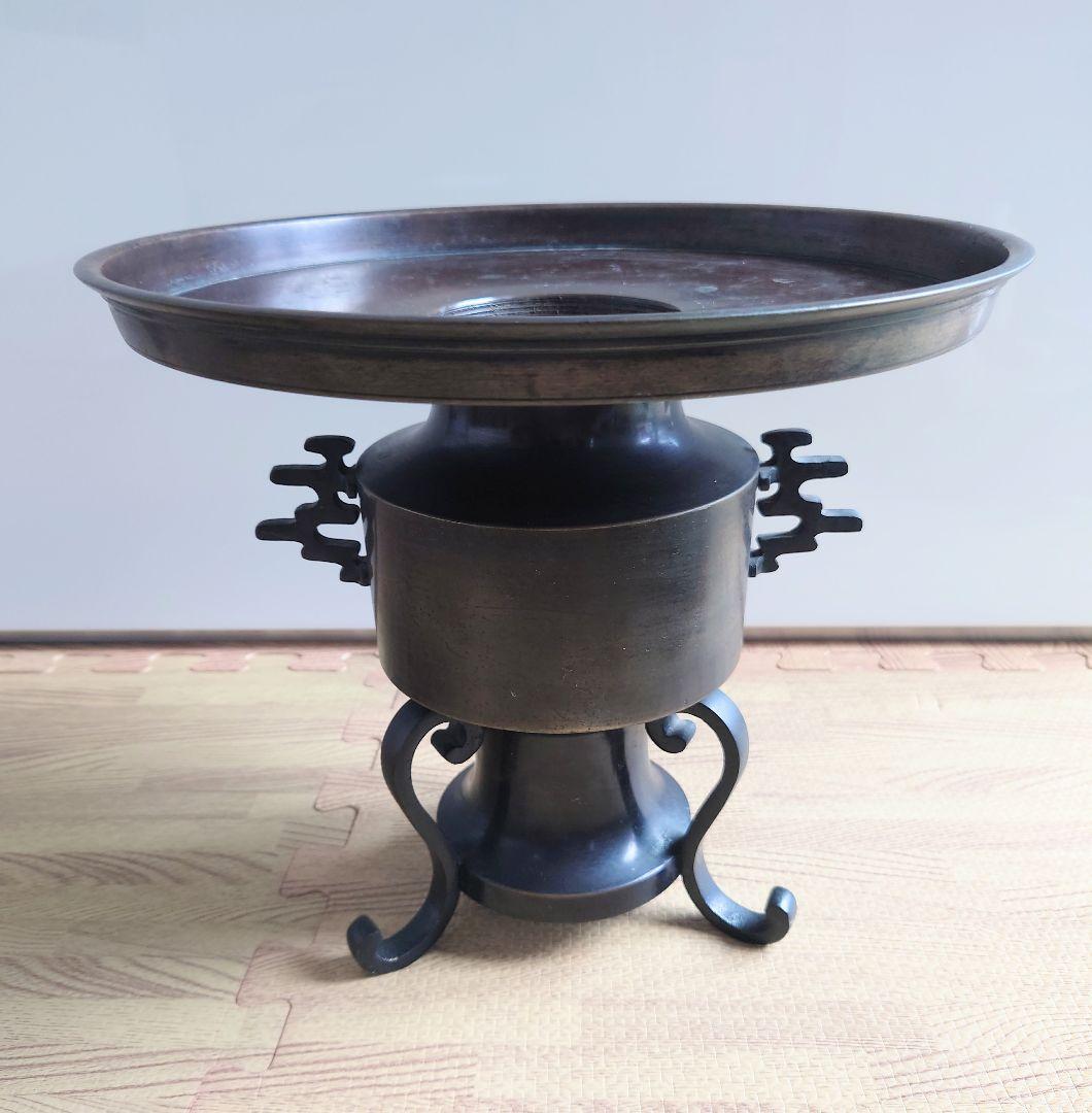 金属工芸　銅器　銀象嵌　薄端　華道