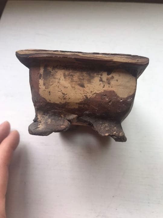 盆栽鉢　時代陶一手捻り鉢古鉢盆栽鉢小品盆栽山野草多肉植物植木鉢ガーデニング手作り