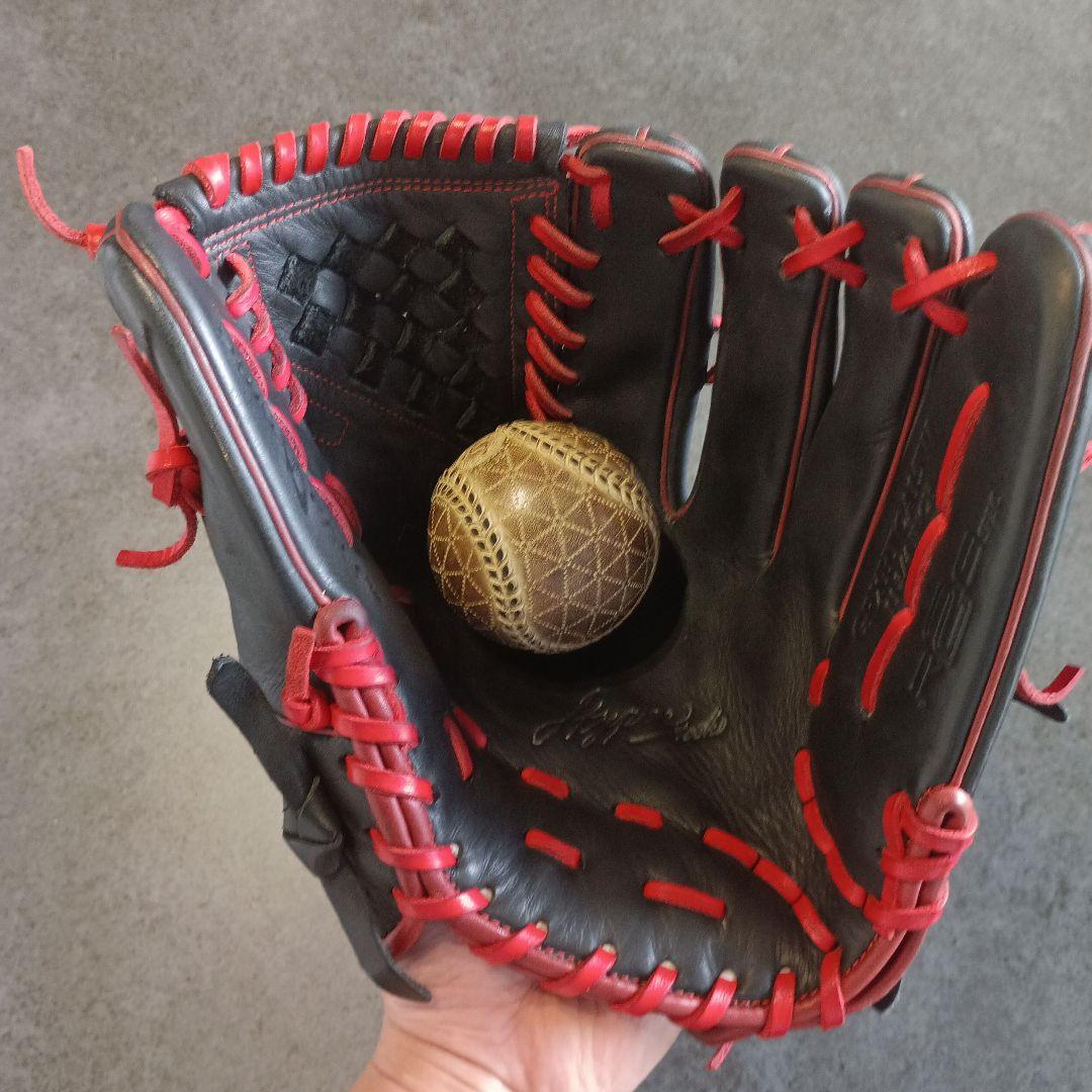 Rawlings 軟式グローブ 黒/赤 大人用　ピッチャー用