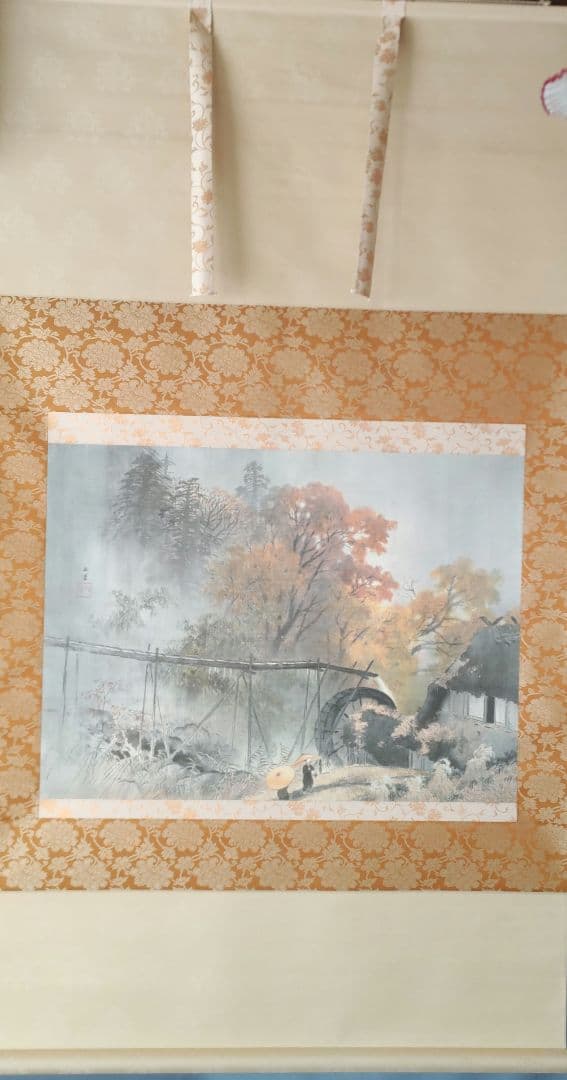 彩雨　川合玉堂掛軸　Y102