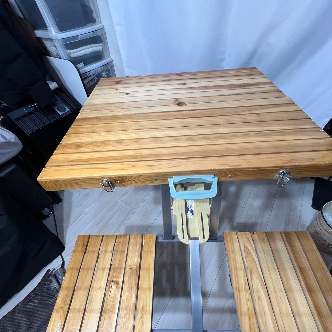 木製 折り畳み ピクニック　テーブルセット 椅子一体型　BBQ アウトドア