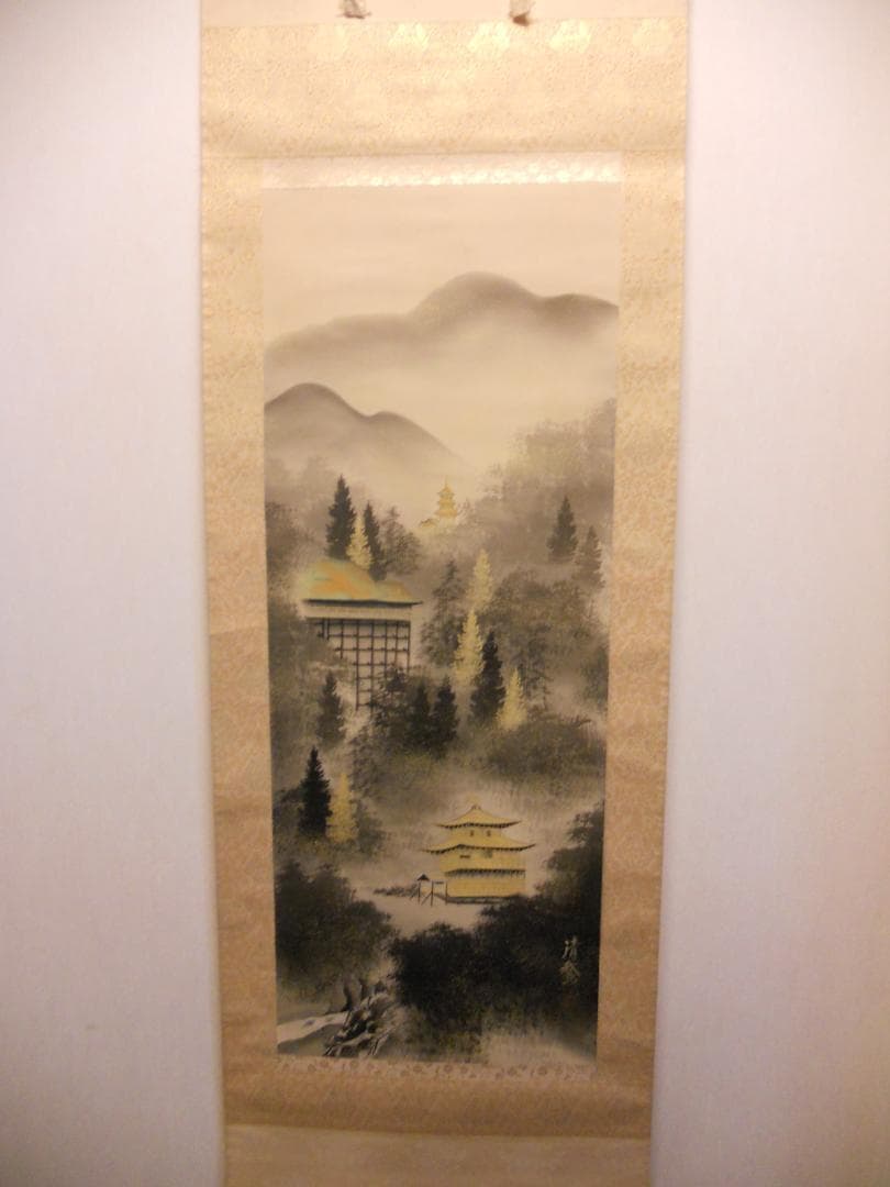 掛け軸 日比清鵞 京洛静韻 絹本 希少 軸装 茶道具 掛軸 美品 です。