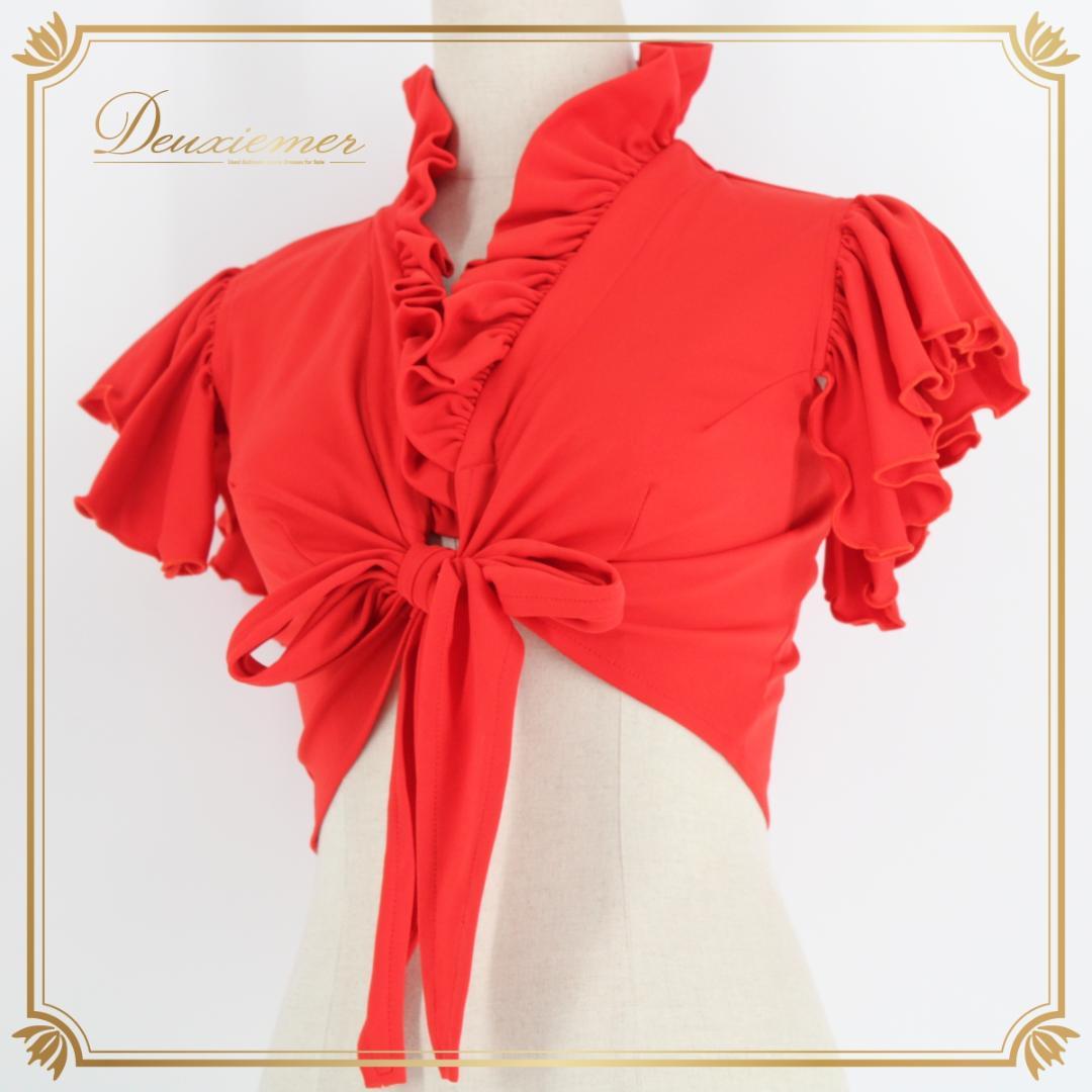 【美品 フラメンコ衣装】レッド SONIA JOHNES ブラウス トップス 赤