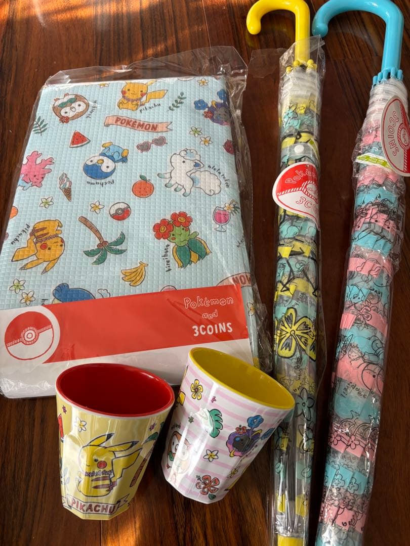 3COINS ポケモン コラボ 傘2本＋カップ2個＋レジャーシート まとめ売り