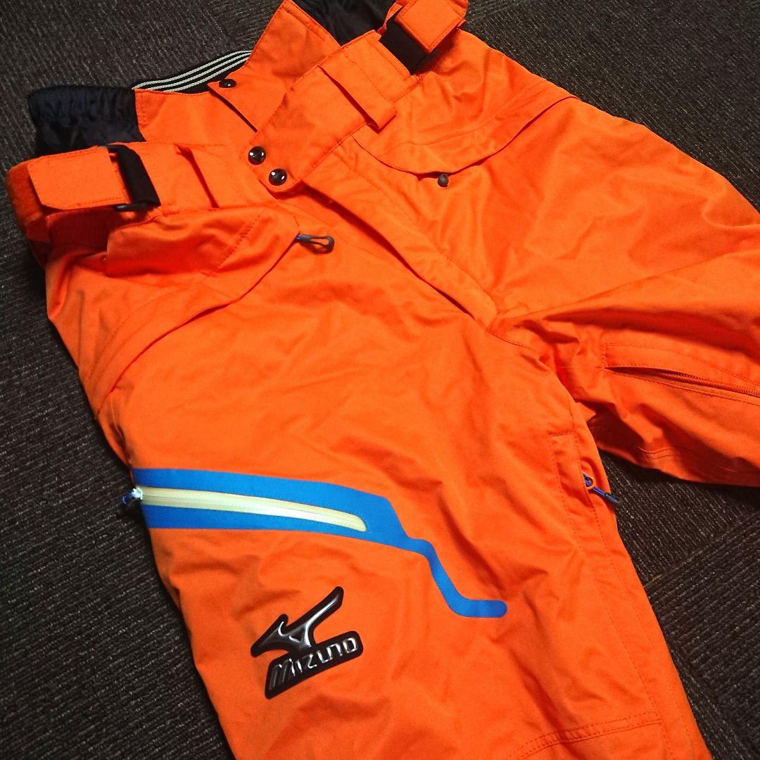 送料無料【MIZUNO】オレンジ無地スキーパンツ M