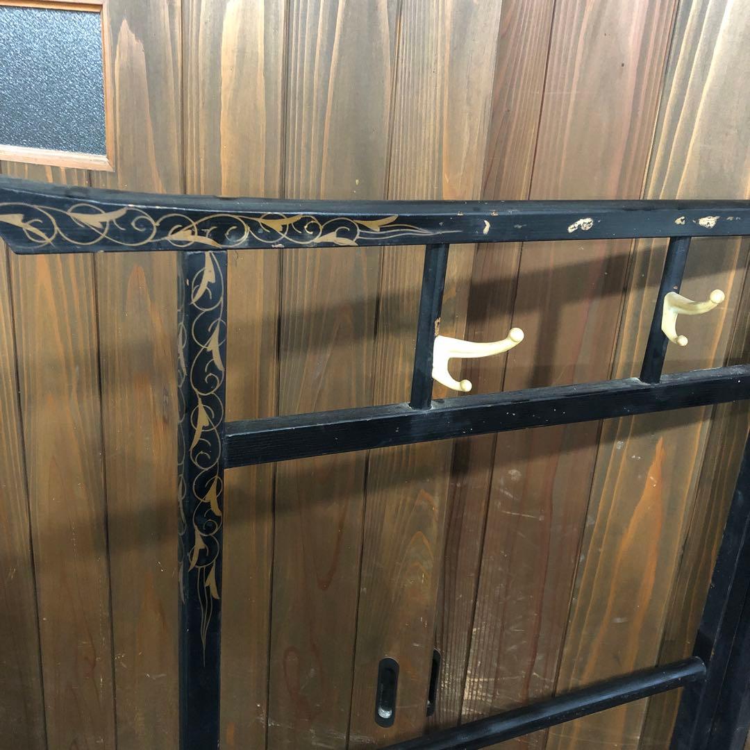 漆塗り衣桁 フック付きふ　衣紋掛　レトロ