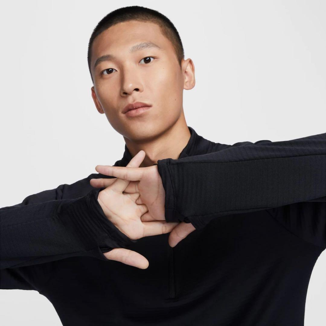 新品★NIKE TF RPLエレメントハーフジップL/Sトップス★ブラック★S