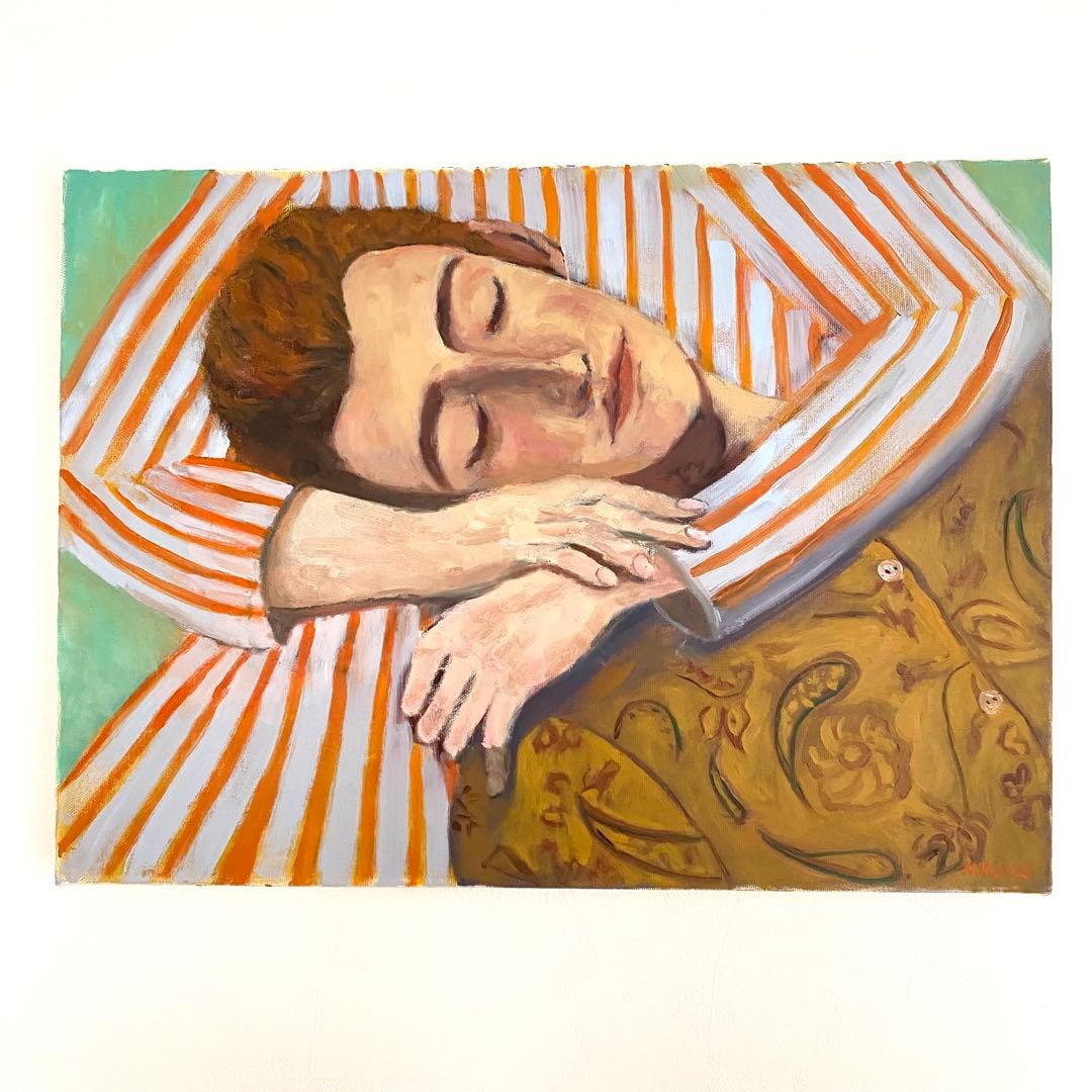 抱かれる男 P8 油彩画 人物画