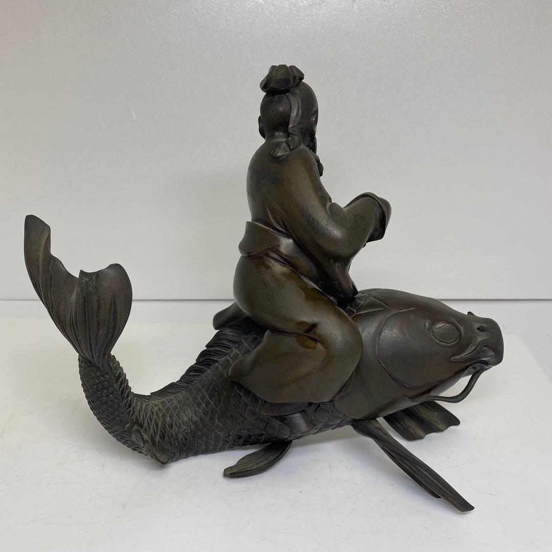 古銅　鯉仙人　大香炉　3859g トコサ　東さ7-1207②