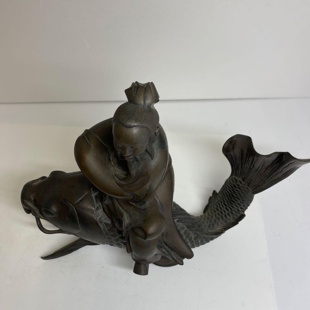 古銅　鯉仙人　大香炉　3859g トコサ　東さ7-1207②