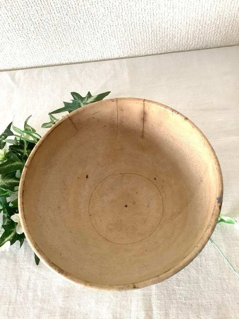 フランスアンティーク　クレイユモントロー　青い小花　カフェオレボウル