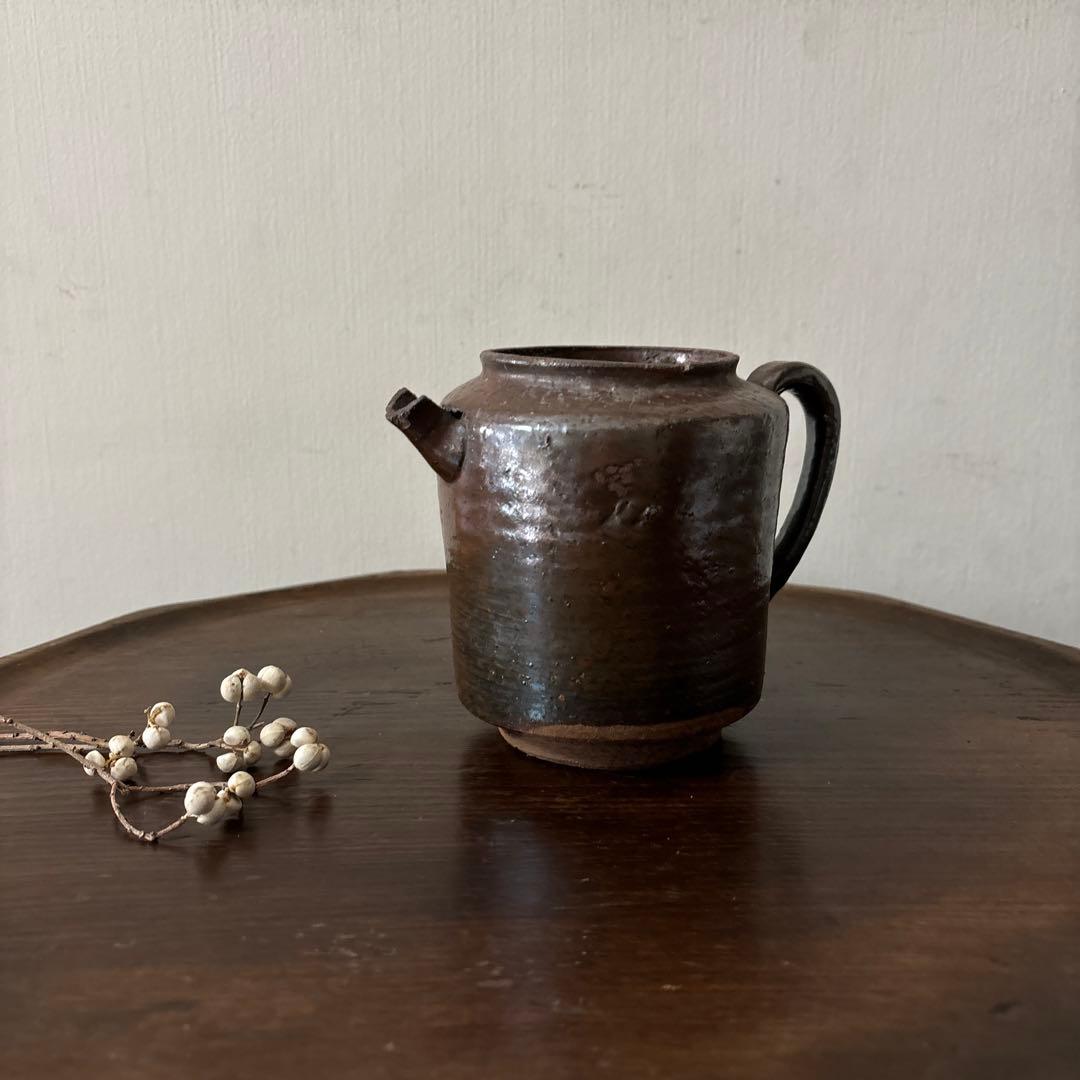古い水差し　瀬戸　美濃　フラワーポット　アンティーク　古道具　ピッチャー　検李朝