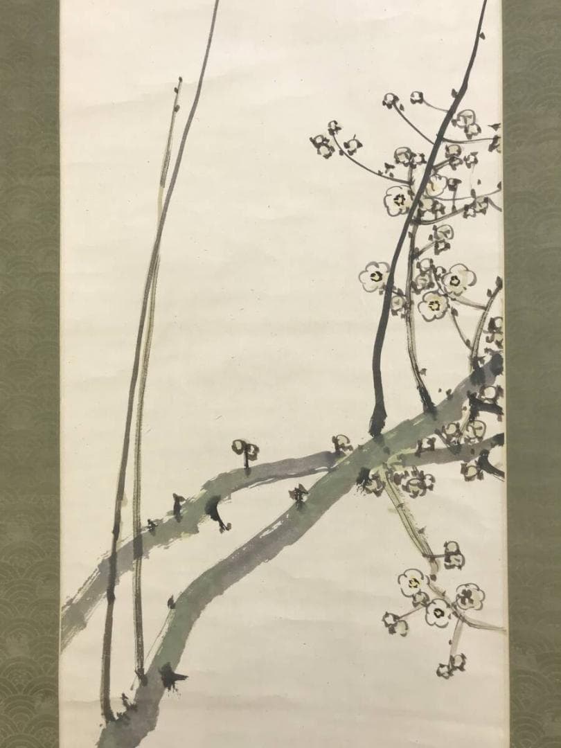 真作/田中頼璋/白梅図/花図/竹梅図/梅花図/早春図/掛軸☆宝船☆AH-630