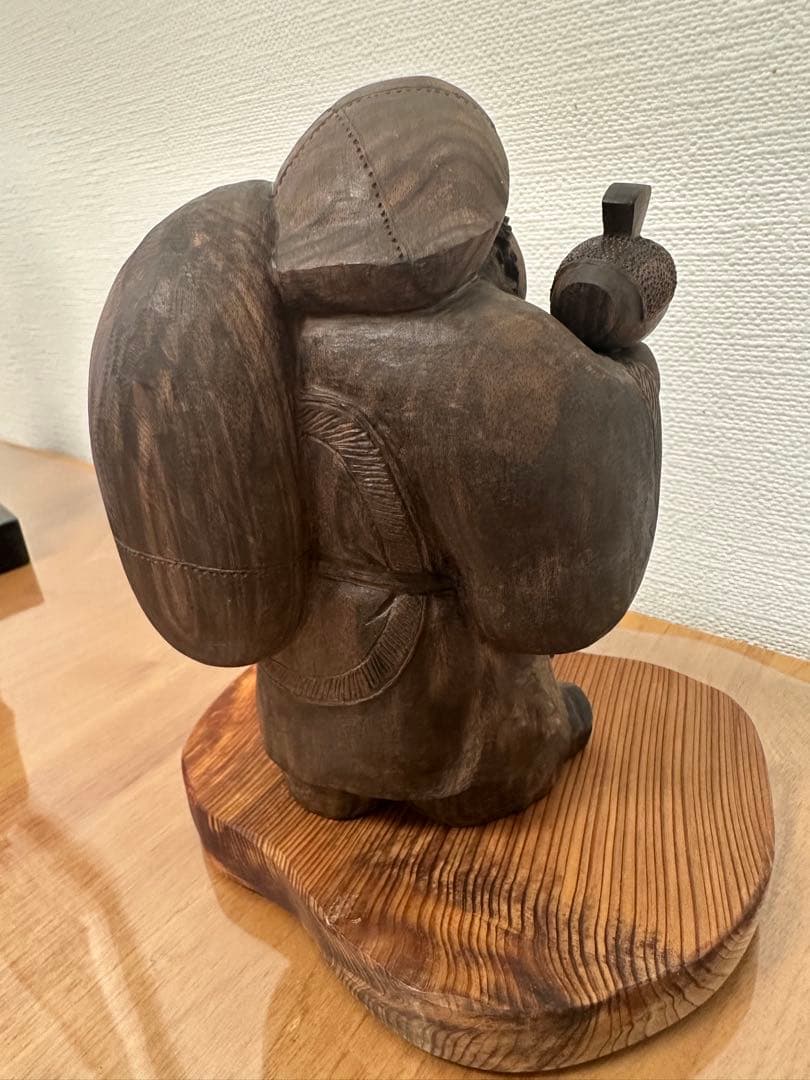 木製 福の神像 屋久杉台座付き