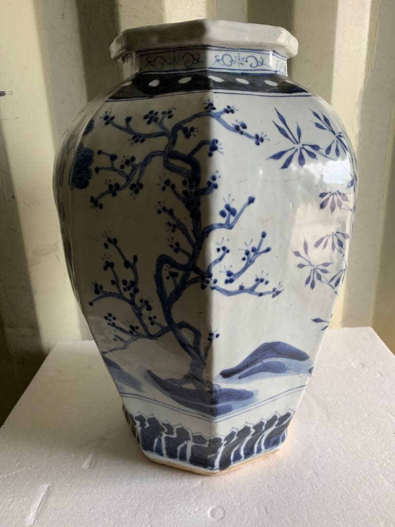 『2061』大明萬暦年製 款 染付 青華 壷 時代物