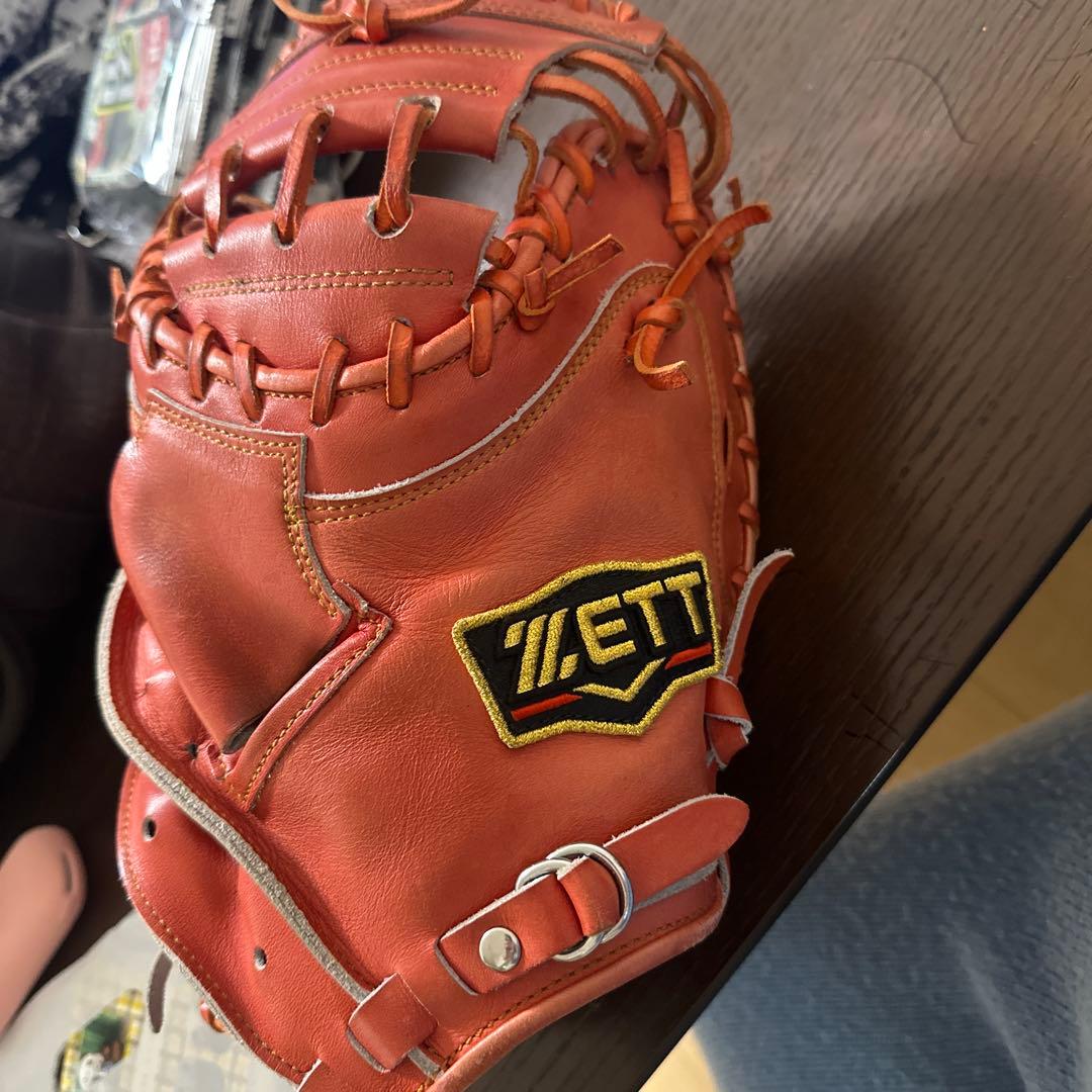 ZETT オレンジ レザー 野球用グローブ