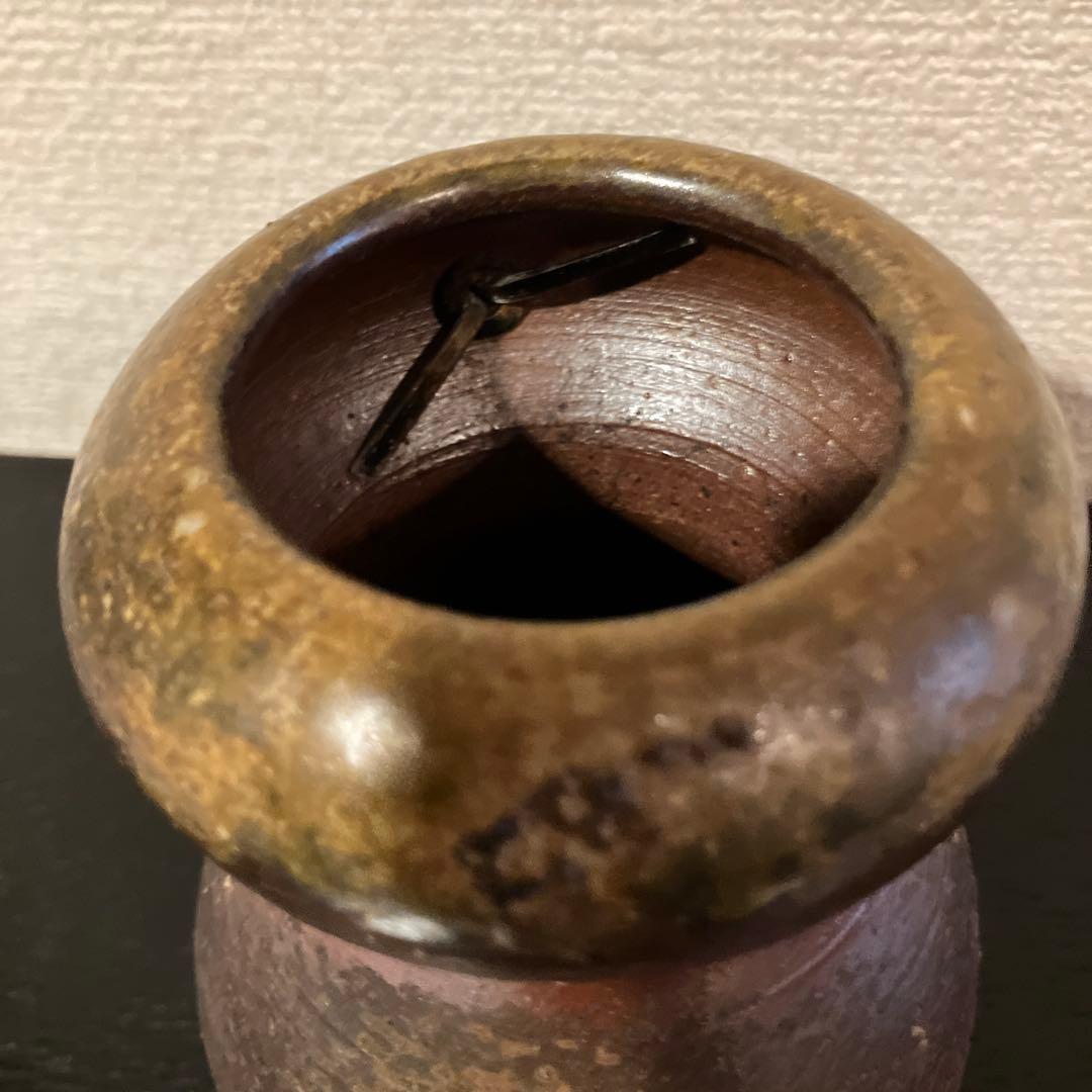 【備前焼】伊勢崎満　瓢掛花入　《共箱有り》