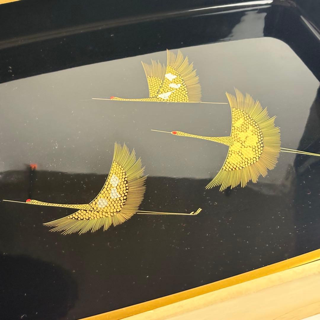 越前塗 冨田立山 廣蓋 高級漆器 共箱 天然木 漆塗 溜塗 蒔絵 金蒔絵 角盆