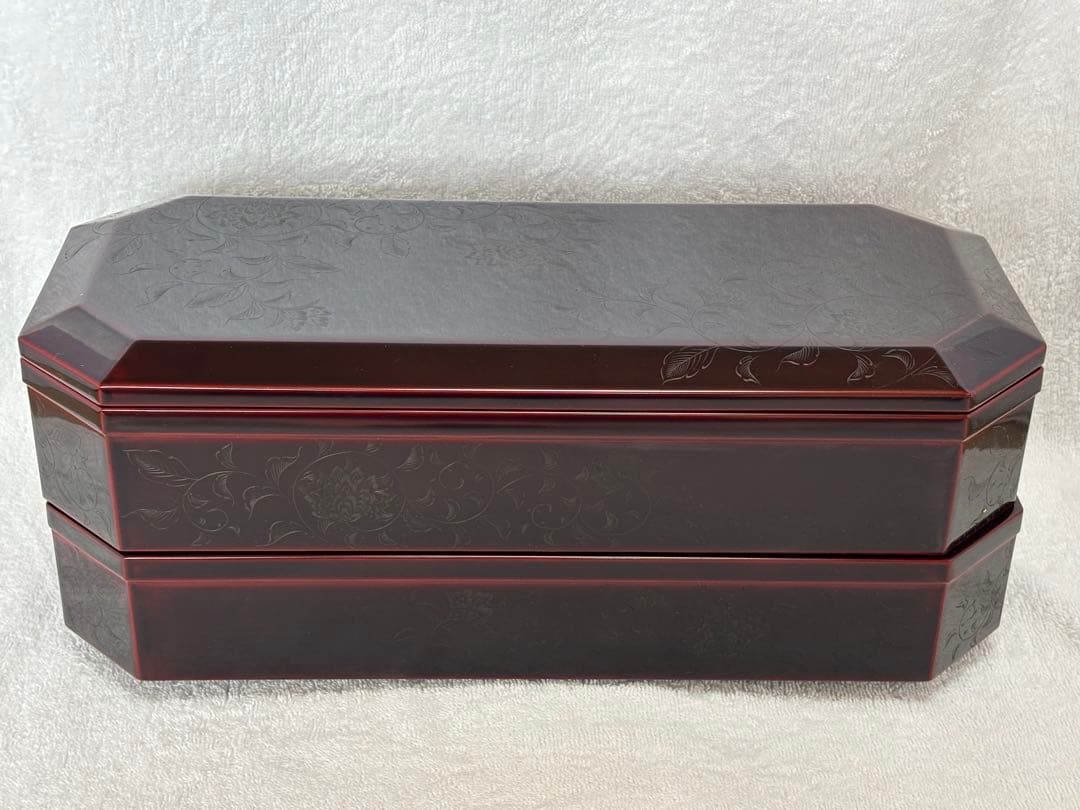 【未使用新品】千舟堂 八隅二段重箱 輪島塗 宝相華 共箱 専用布付き