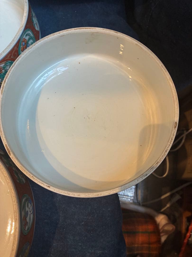 古伊万里　色絵　陶重　重箱　お節料理　江戸時代　傷直しあり　欠け無し