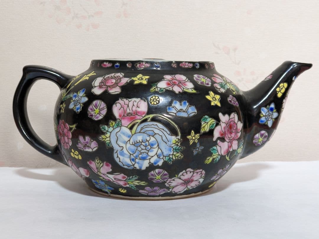 ♦中国古玩 花埋め図 景徳鎮窯 輸出用CHINA 茶道具 急須 古美術 骨董品