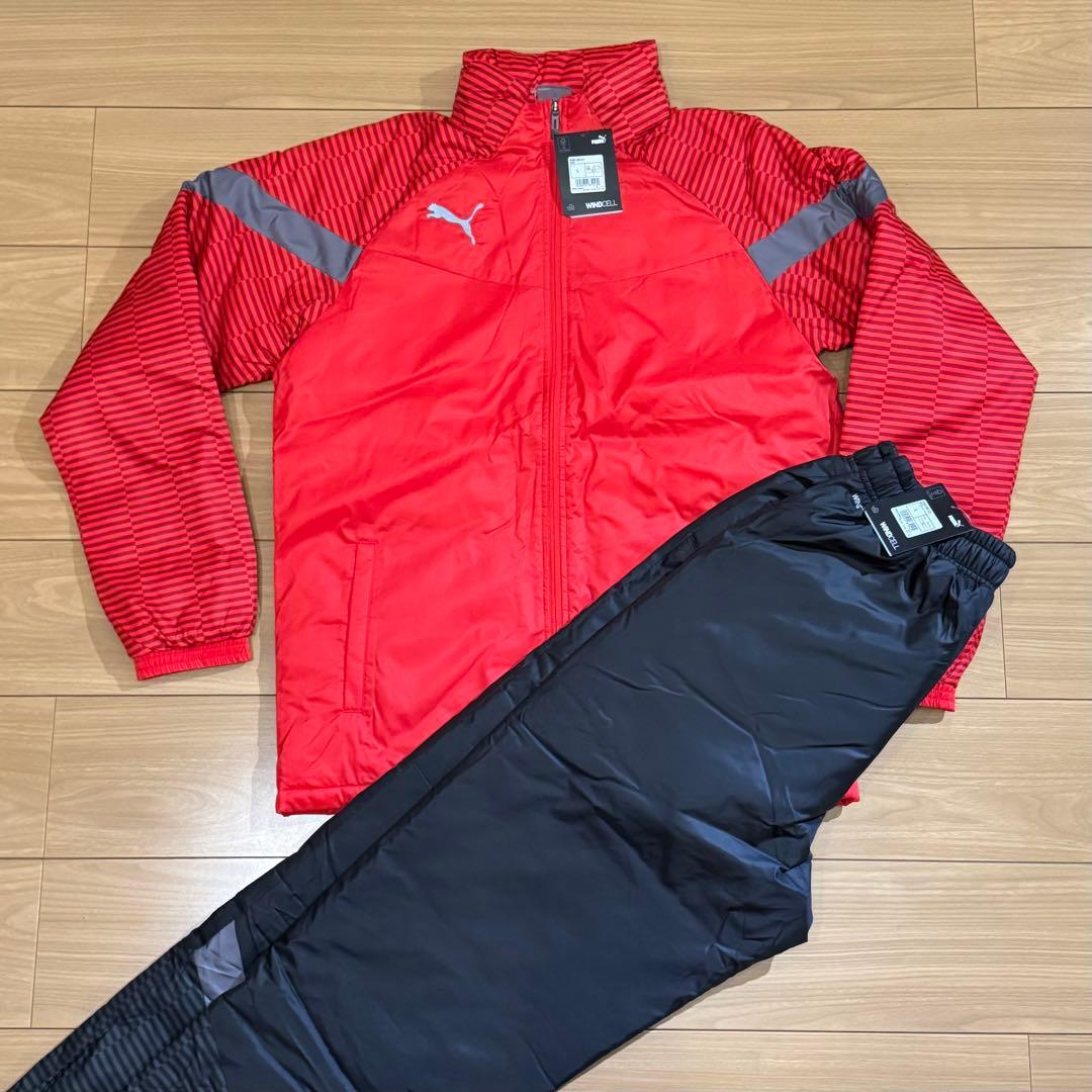 新品 PUMA 中綿ジャケット・パンツ上下 L 赤/黒