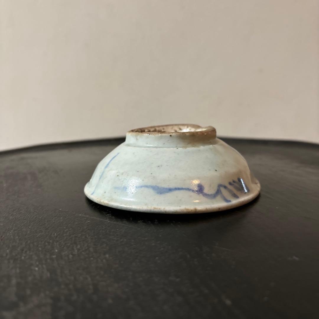 李朝染付盃　分院　白磁　ぐい呑み　猪口　アンティーク　酒器　朝鮮古陶磁　白洲正子