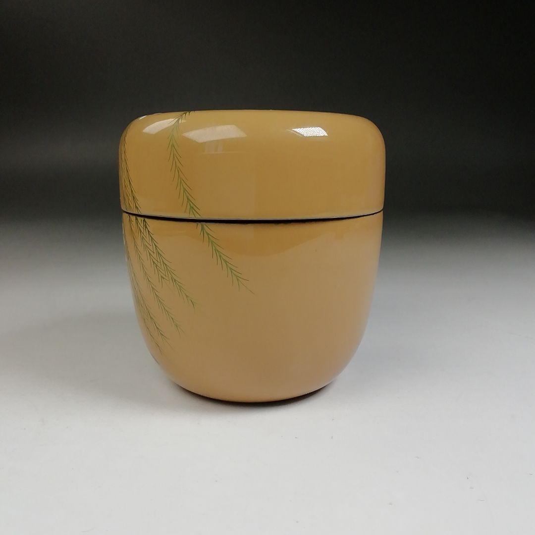 Ｔ９９８　棗　『白塗』『しだれ桜蒔絵』『中棗』『大下宗香 作』　共箱　茶道具